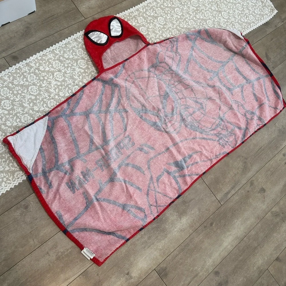 Marvel Spider-Man Kids Hooded Bath Towel Cozy Cotton Terry Black Red
